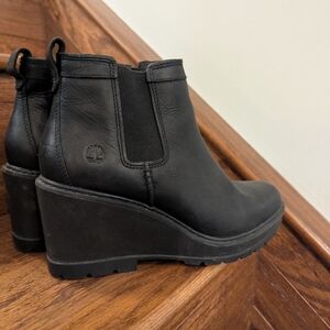 Leather Timberland Women's Black Wedge Boots Size 9.5